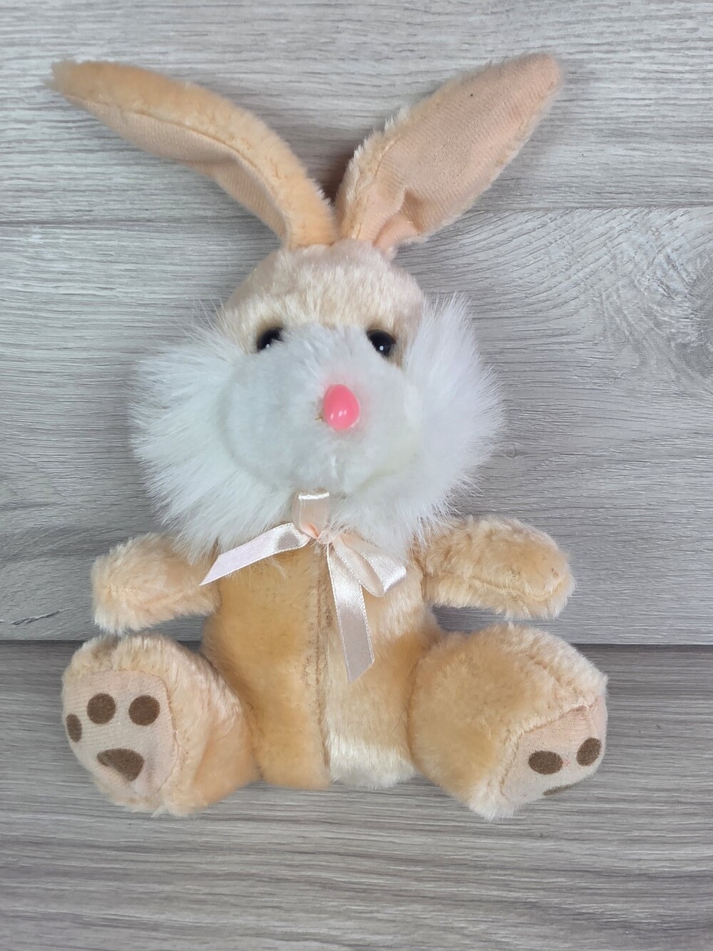 Peachtree Playthings Plush Rabbit Peach w Satin Ribbon 12" SU54